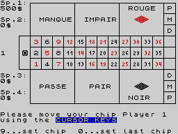 Roulette screenshot 2 for ZX Spectrum